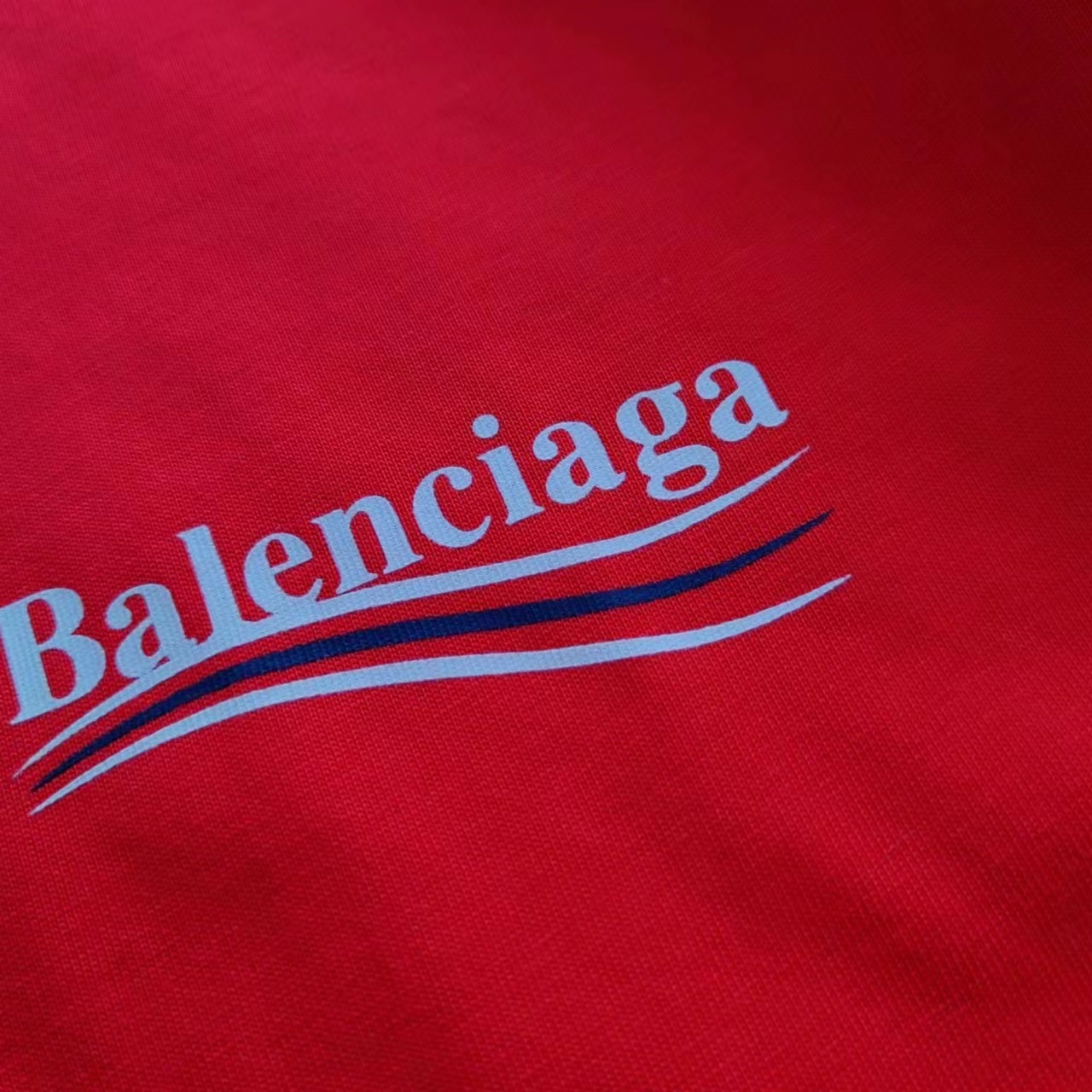 巴黎世家 Balenciaga可乐海浪撕裂破坏短袖 经典可乐波浪印花 红色