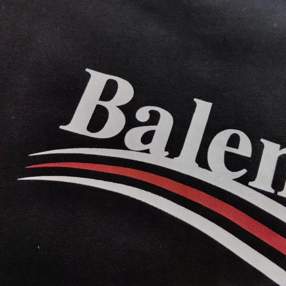 巴黎世家 Balenciaga可乐海浪撕裂破坏短袖 经典可乐波浪印花 黑色