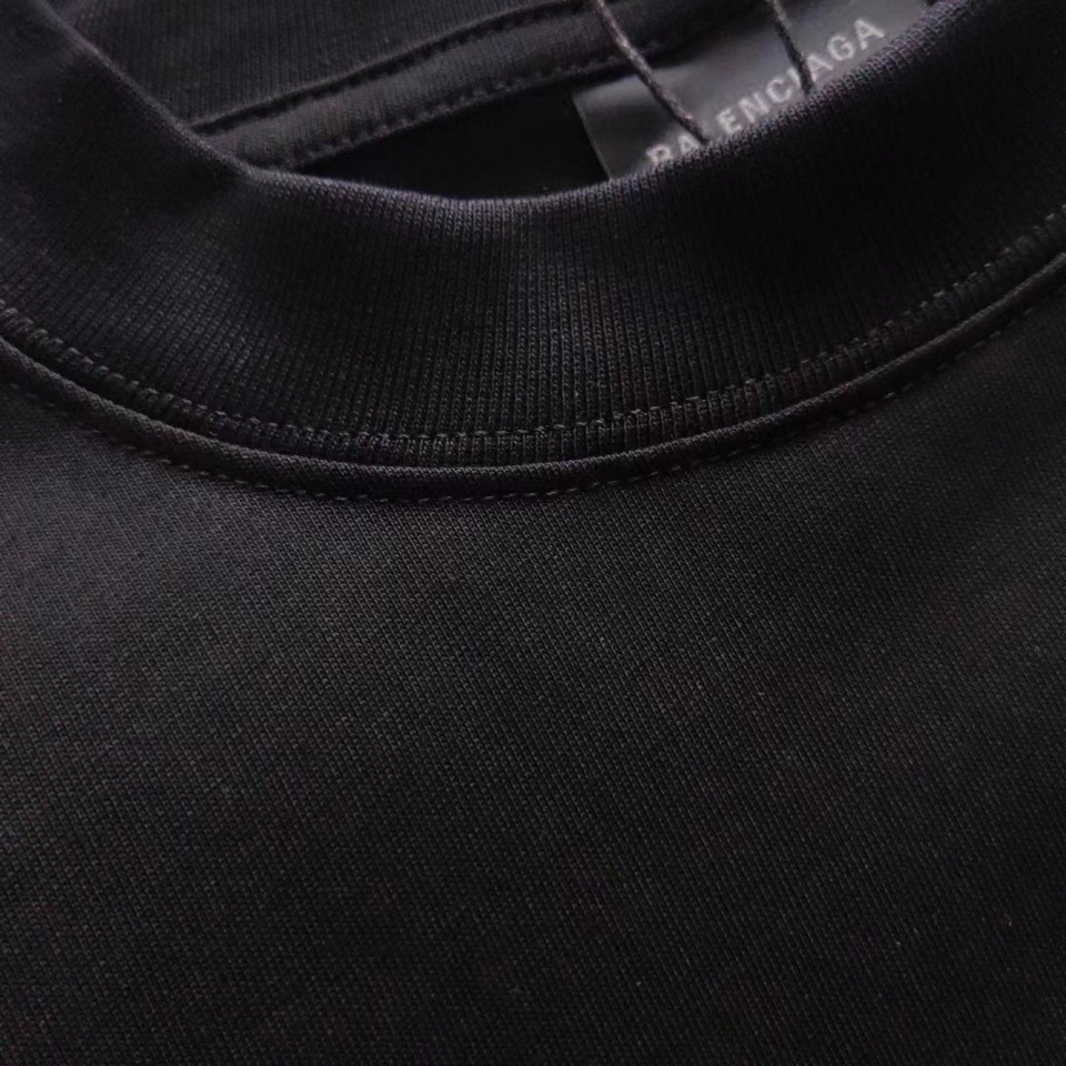 巴黎世家 Balenciaga可乐海浪撕裂破坏短袖 经典可乐波浪印花 黑色