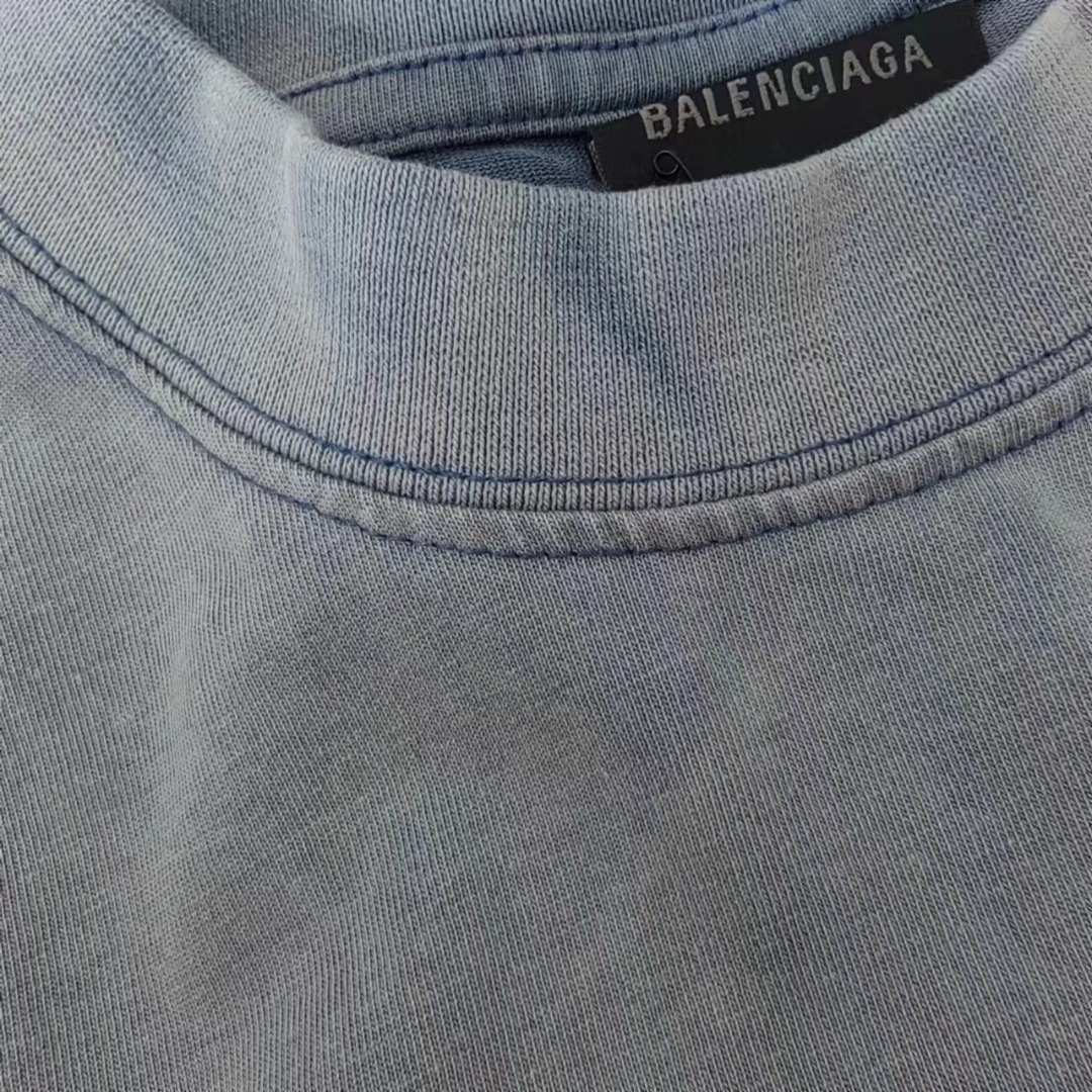 巴黎世家 Balenciaga 重影前后印花短袖 渐变蓝