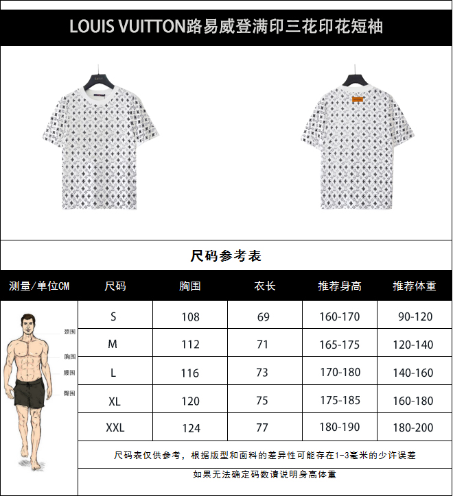LOUIS VUITTON路易威登满印三花印花短袖