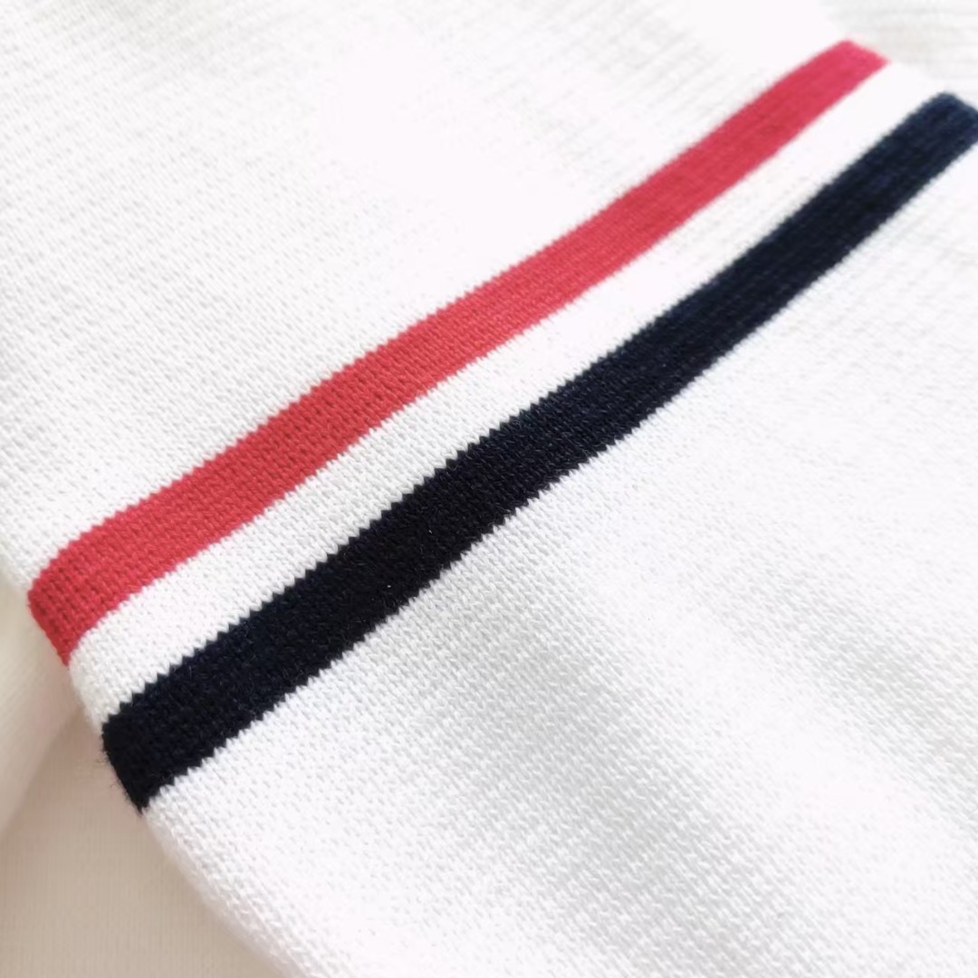TB双袖标拉链开衫羊毛混纺毛衣 THOM BROWNE 汤姆布朗 .TB双袖标拉链毛衣开衫