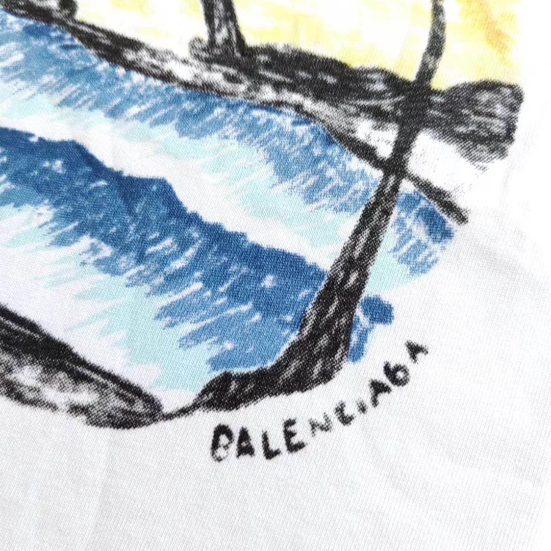 巴黎世家Balenciaga椰树铁塔后背蝙蝠Logo短袖