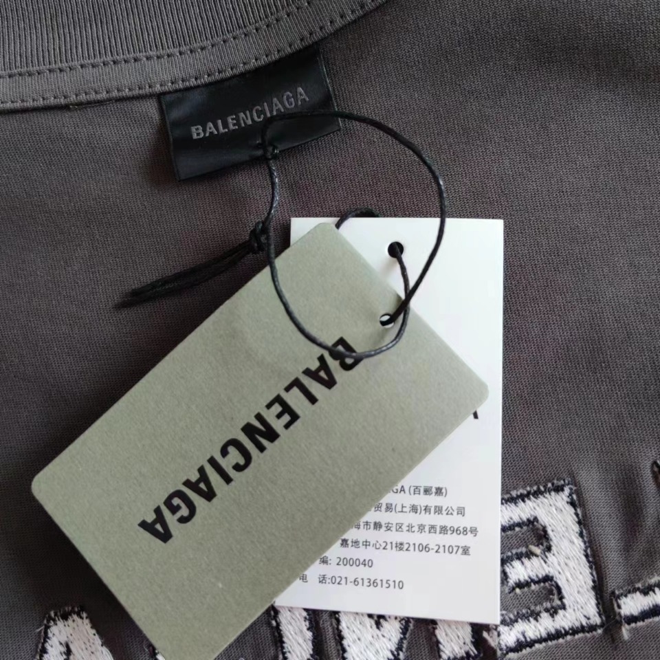 巴黎世家 Balenciaga基础前后字母刺绣短袖 经典前后Logo绣花 进口绣花机万针刺绣
