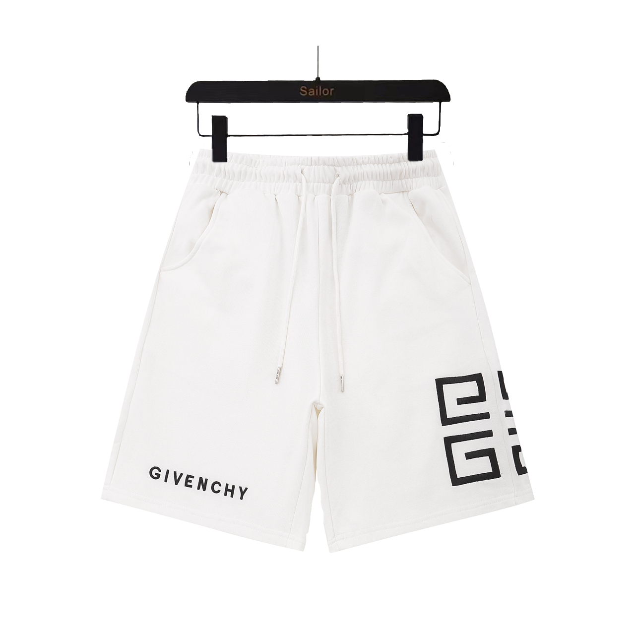GIVENCHY/纪梵希 24FW4G方格绣花短裤 经典字母刺绣 五分裤
