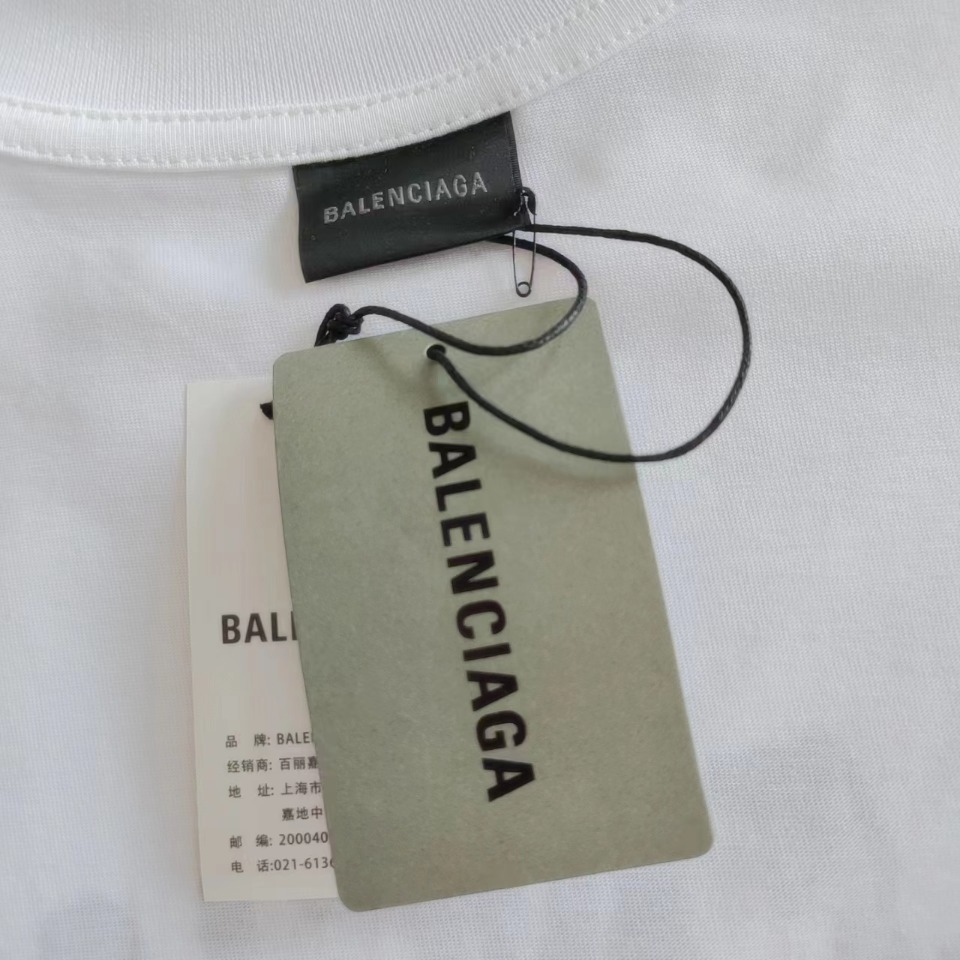 巴黎世家Balenciaga 模糊阴影logo短袖 巴黎世家模糊短袖粉色 白色 黑色