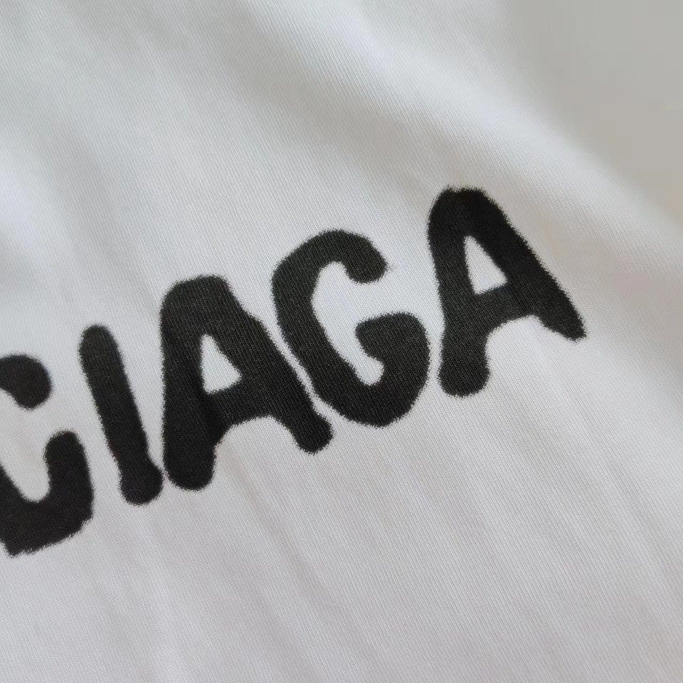 巴黎世家Balenciaga 模糊阴影logo短袖 巴黎世家模糊短袖粉色 白色 黑色