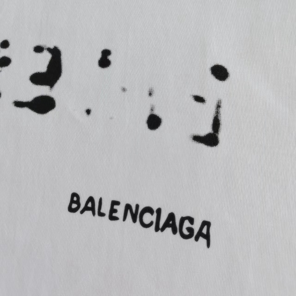 巴黎世家Balenciaga 模糊阴影logo短袖 巴黎世家模糊短袖粉色 白色 黑色