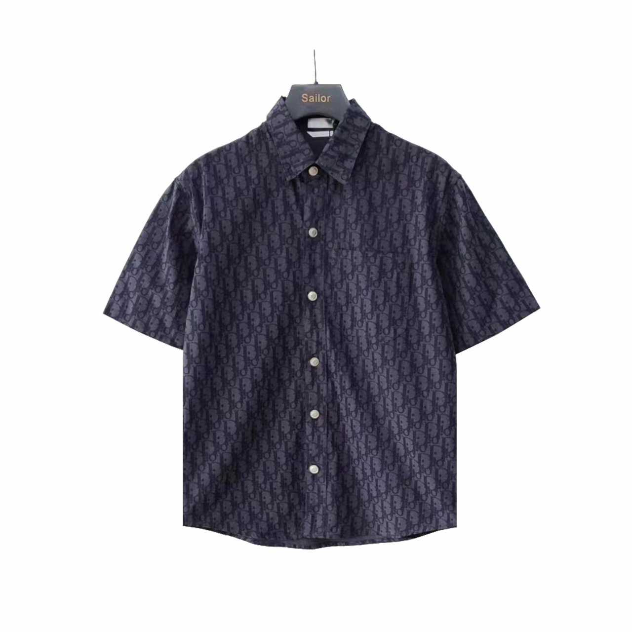 Dior/迪奥 DR字母色织满幅logo提花短袖衬衫