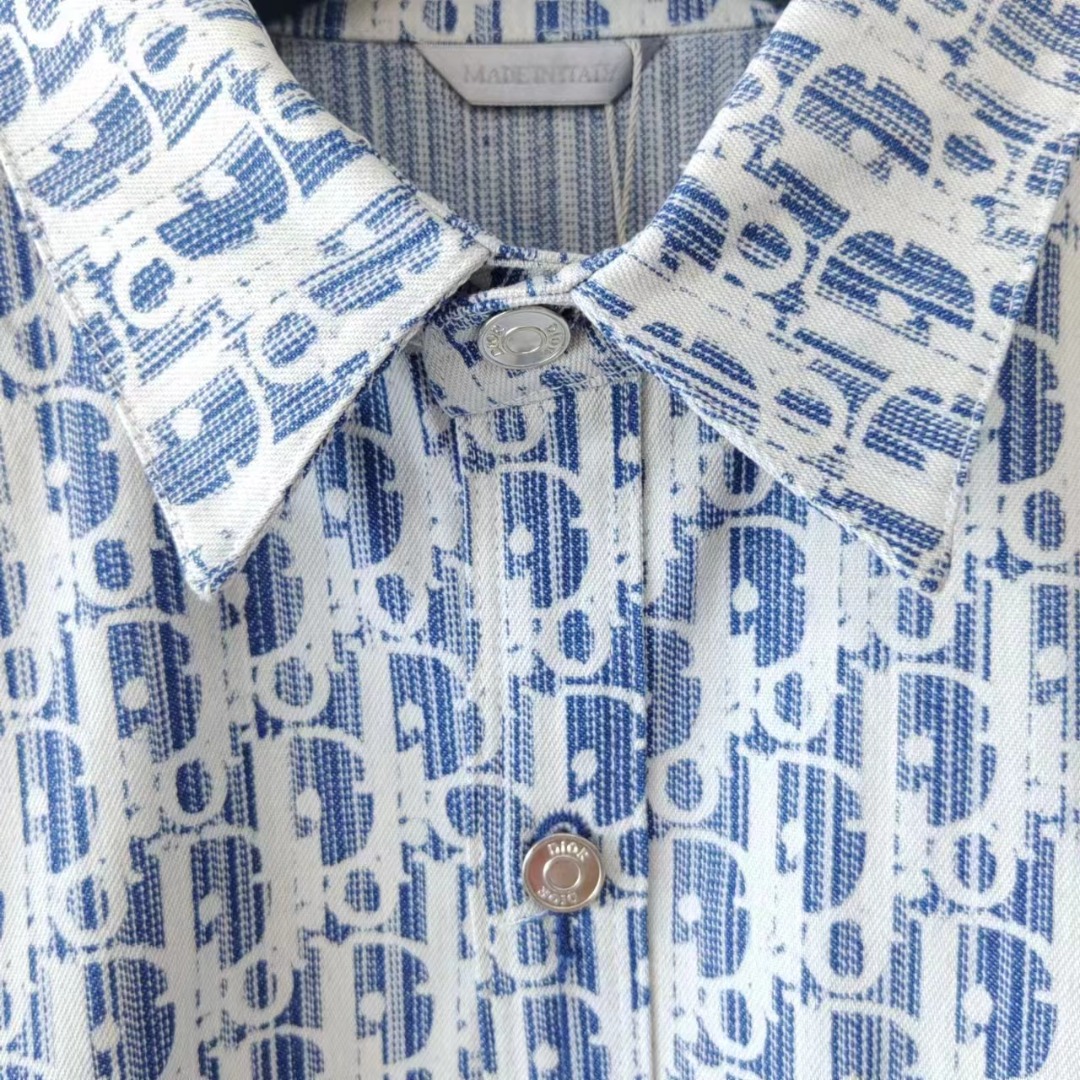 Dior/迪奥 DR字母色织满幅logo提花短袖衬衫外套