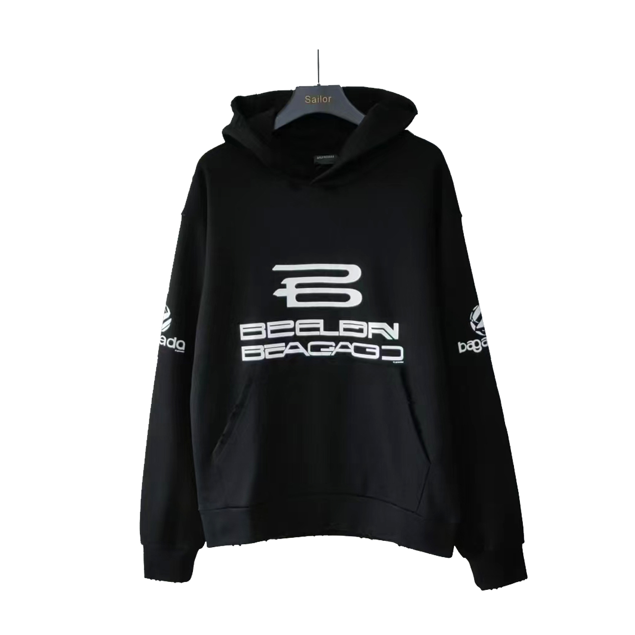 Balenciaga/巴黎世家 AI生成字母连帽卫衣 椭圆机印花细腻 图案部份采用涂鸦风格