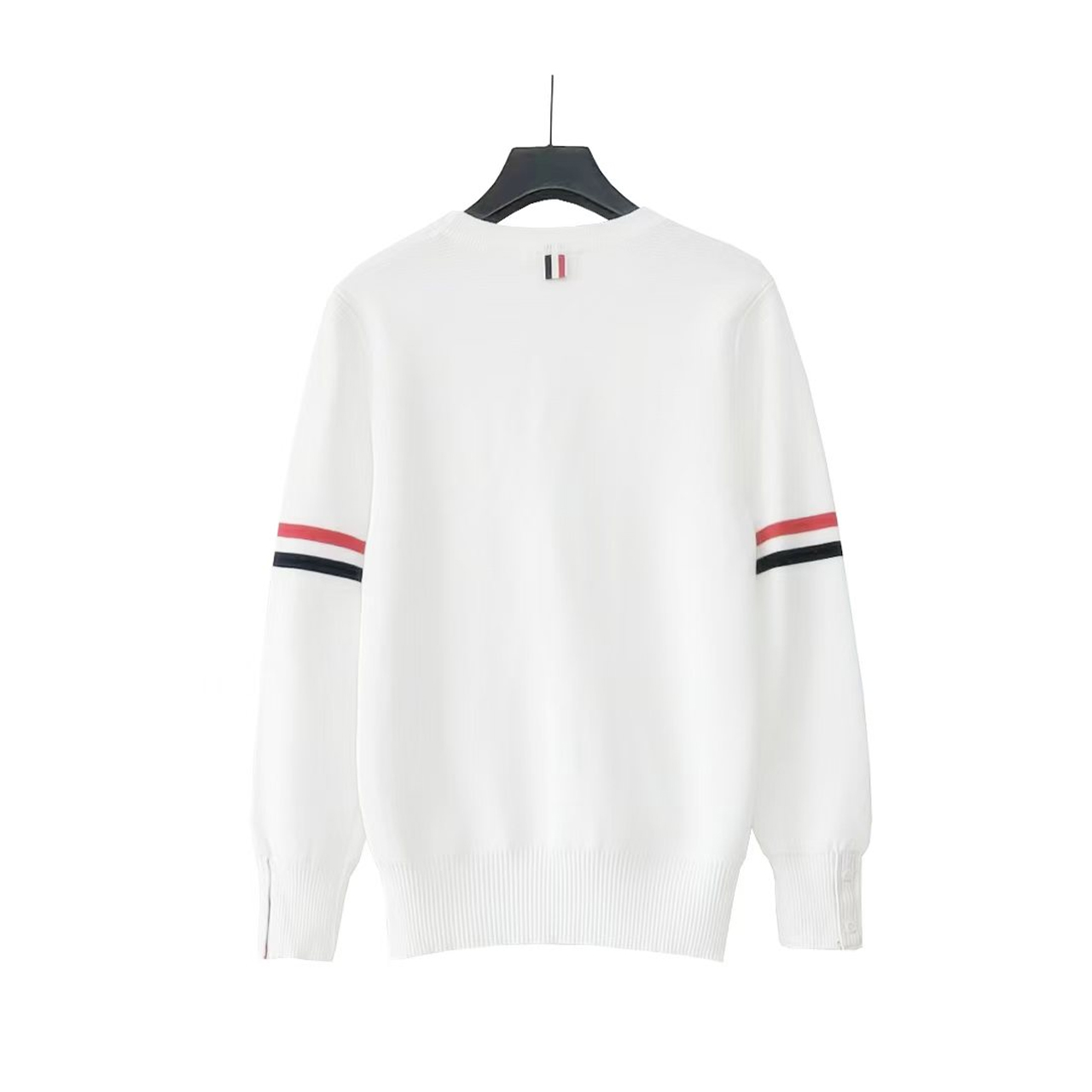 THOM BROWNE 汤姆布朗 .TB经典双袖标加厚毛衣五扣开衫