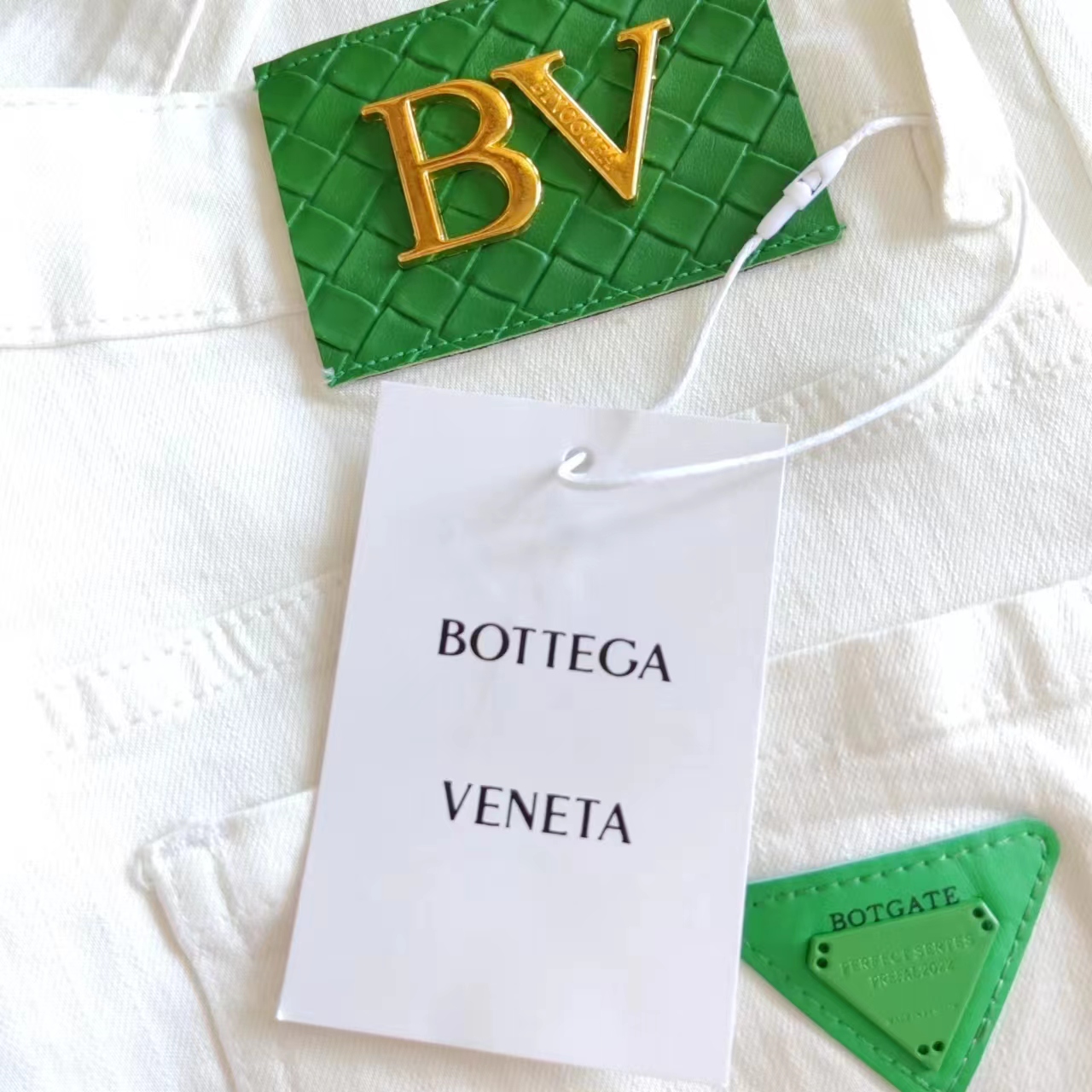 BottegaVeneta & BV经典绿色三角牛仔裤