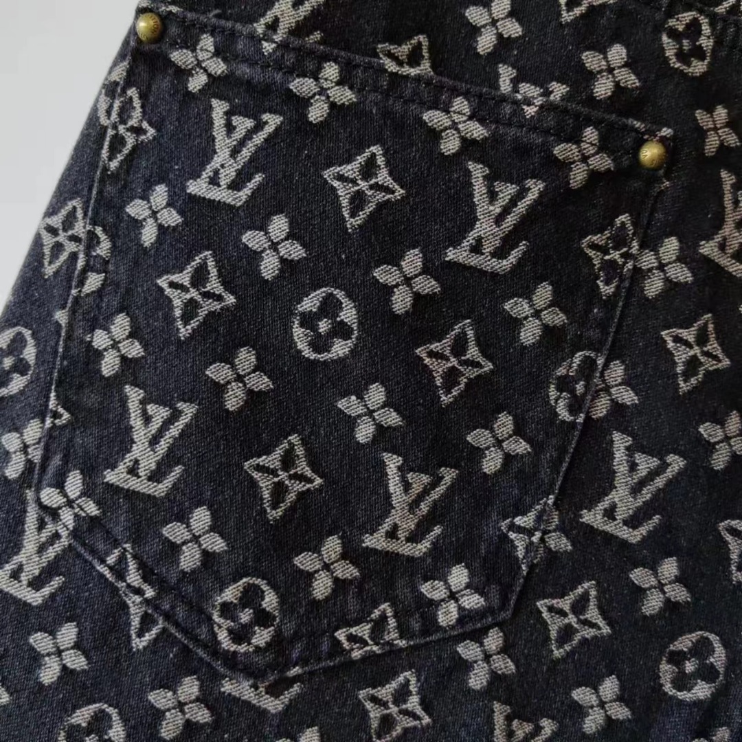 Louis Vuitton & LV路易威登满印简约满印提花logo牛仔裤