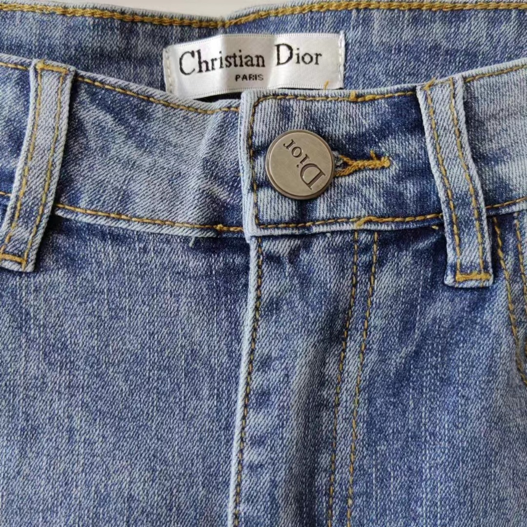 Dior/迪奥 经典老花裤脚牛仔裤 蓝色