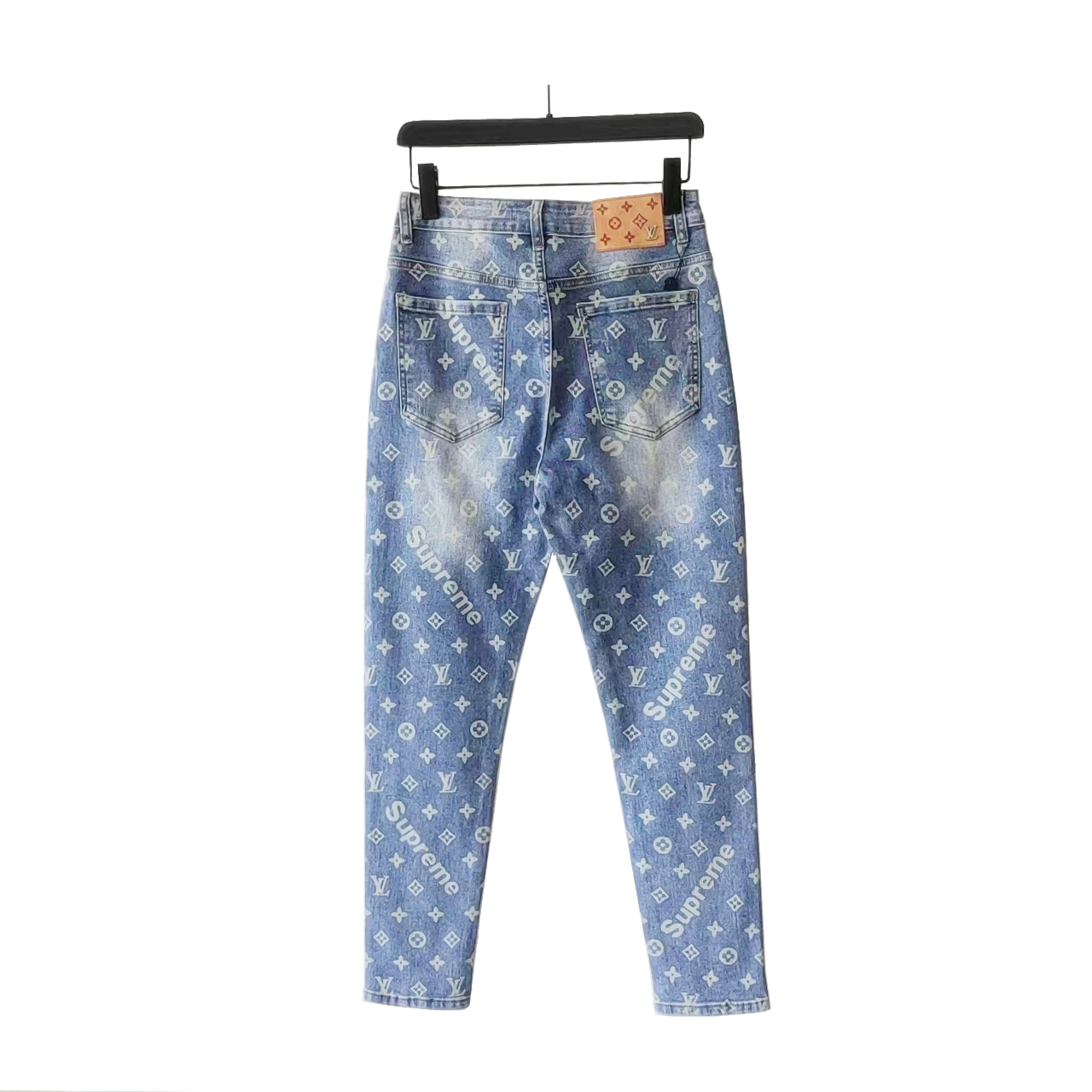 Louis vuitton & supreme 老花大爆款经典联名系列水洗满印牛仔裤