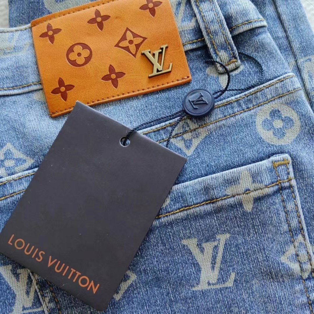 Louis vuitton & supreme 老花大爆款经典联名系列水洗满印牛仔裤