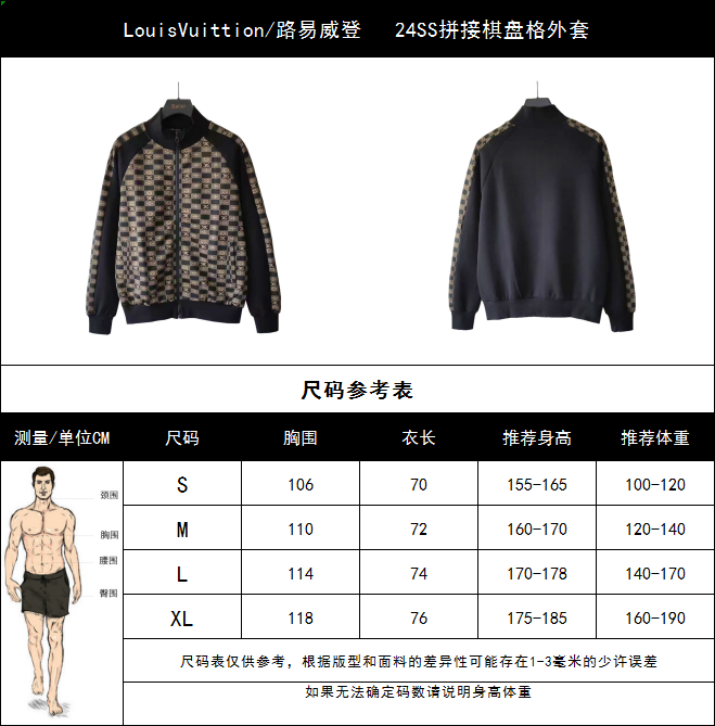 LouisVuittion/路易威登 24SS拼接棋盘格外套