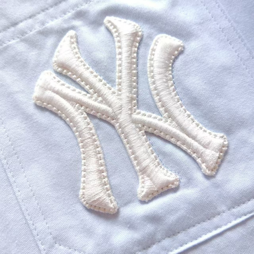 MLB 24SS梭织大LOGO老花衬衣 男女同款 前面大标采用万针刺绣