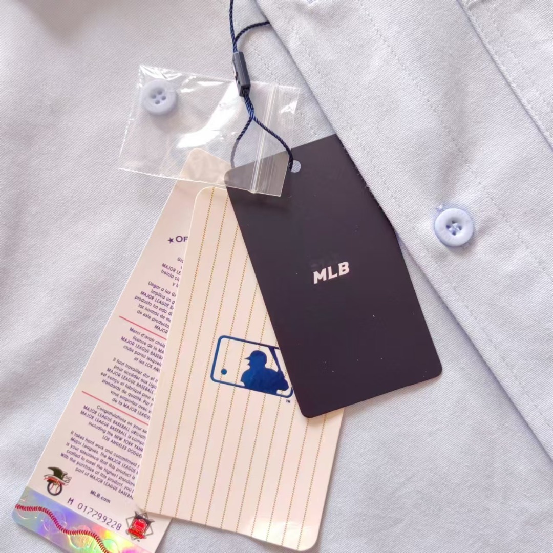 MLB 24SS梭织大LOGO老花衬衣 男女同款 前面大标采用万针刺绣