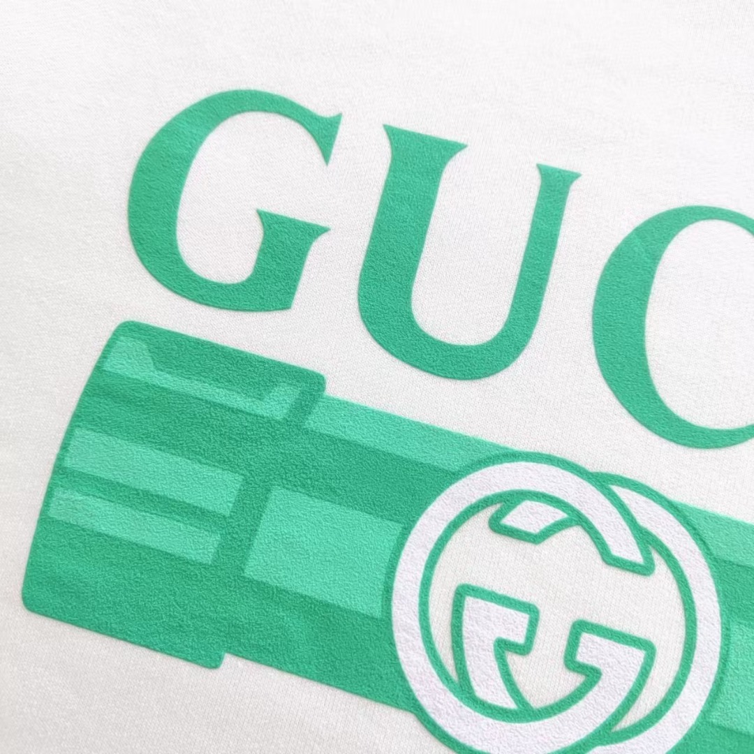 Gucci/古驰 口红双G字母发泡印花圆领卫衣