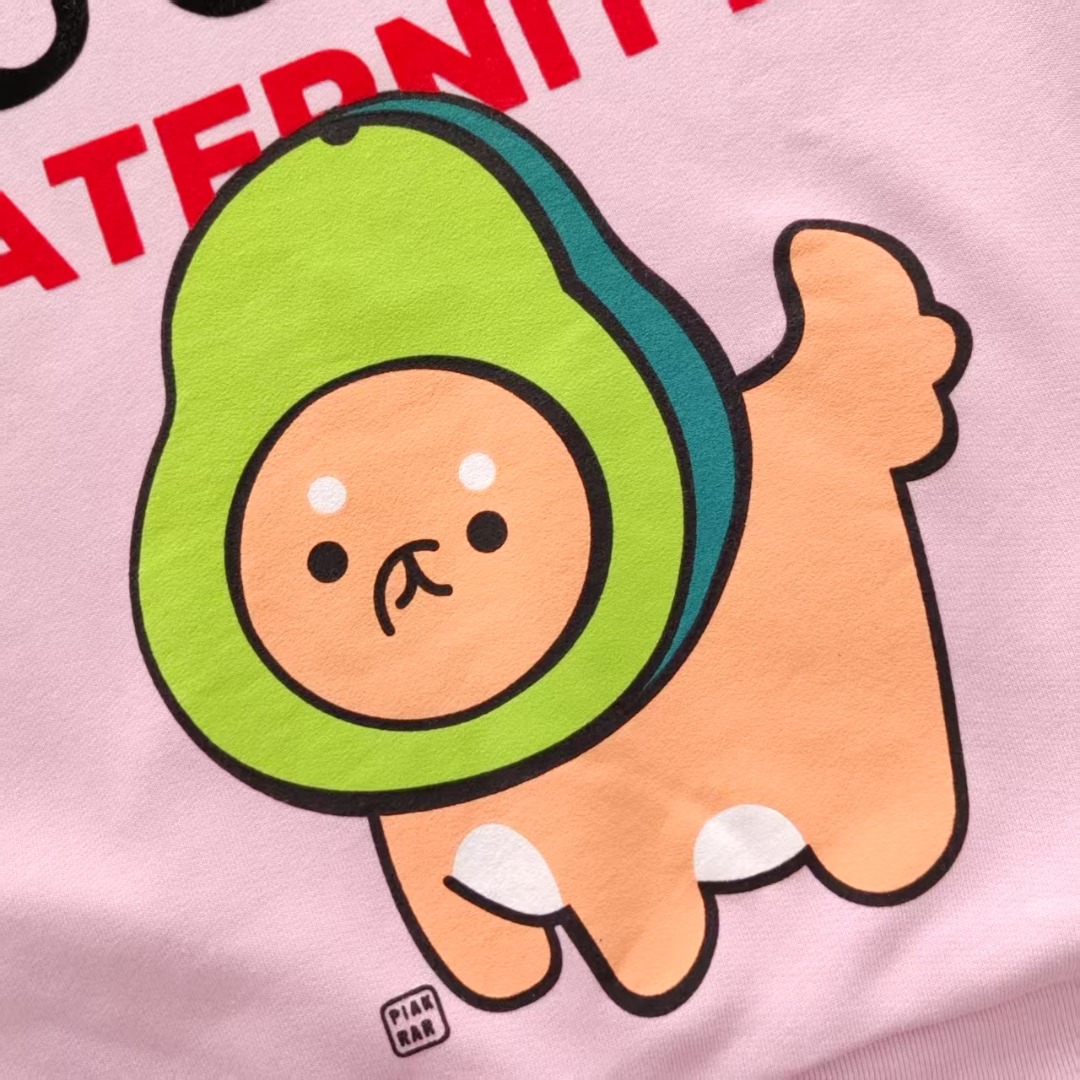 Gucci/古驰 × kawaii/卡哇伊 植绒字母及发泡牛油果狗彩色连帽卫衣