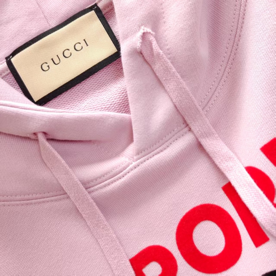 Gucci/古驰 × kawaii/卡哇伊 植绒字母及发泡牛油果狗彩色连帽卫衣