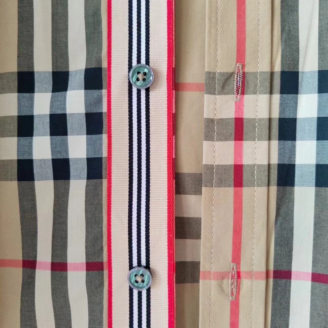 细节图 Burberry/衬衫经典2023ss新款格子内织带袖口织带长袖条纹衬衫
