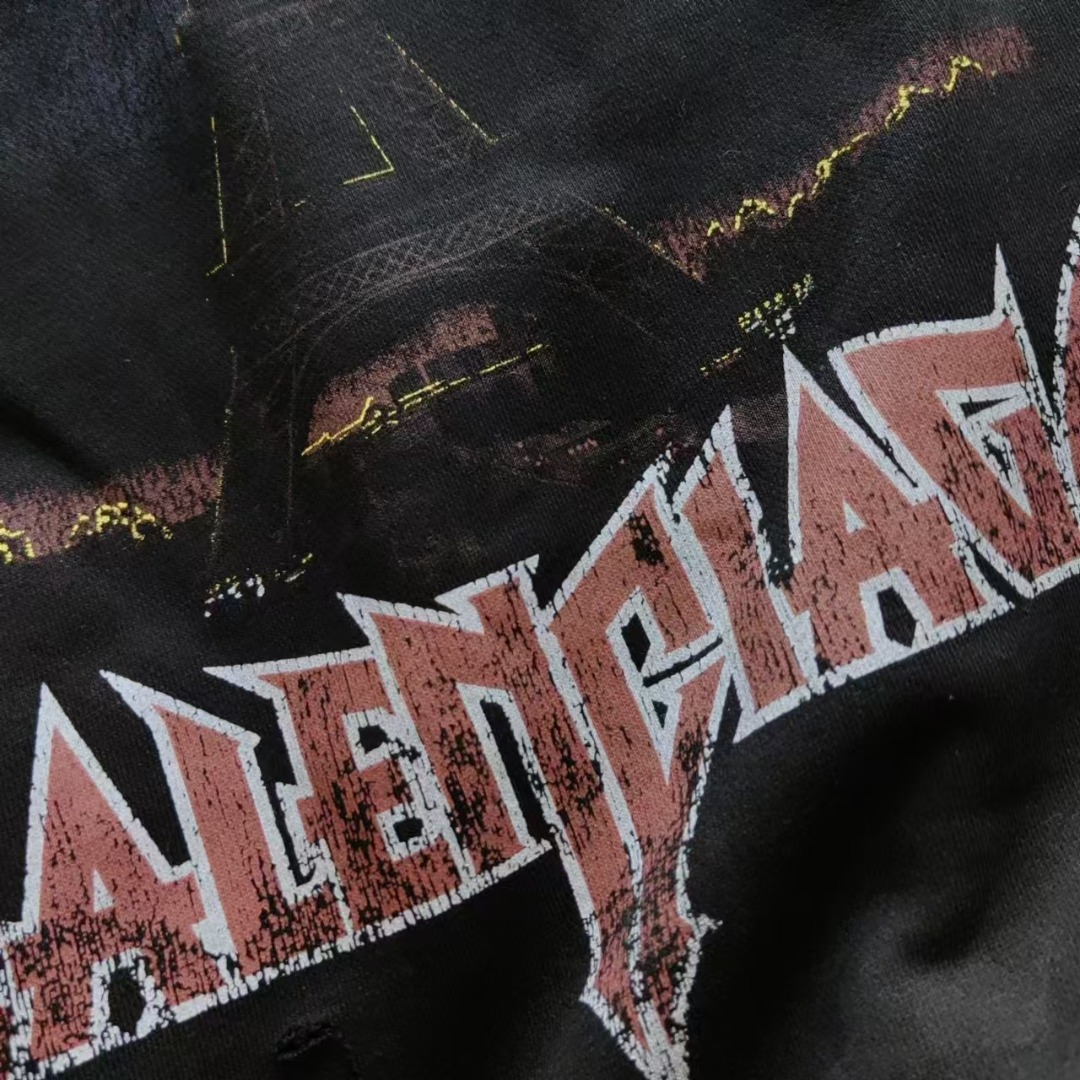巴黎世家Balenciaga 正立铁塔直喷连帽卫衣黑色