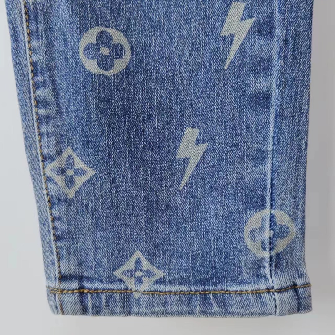 Louis Vuitton /路易威登 水洗老花闪电经典LOGO牛仔裤 蓝色