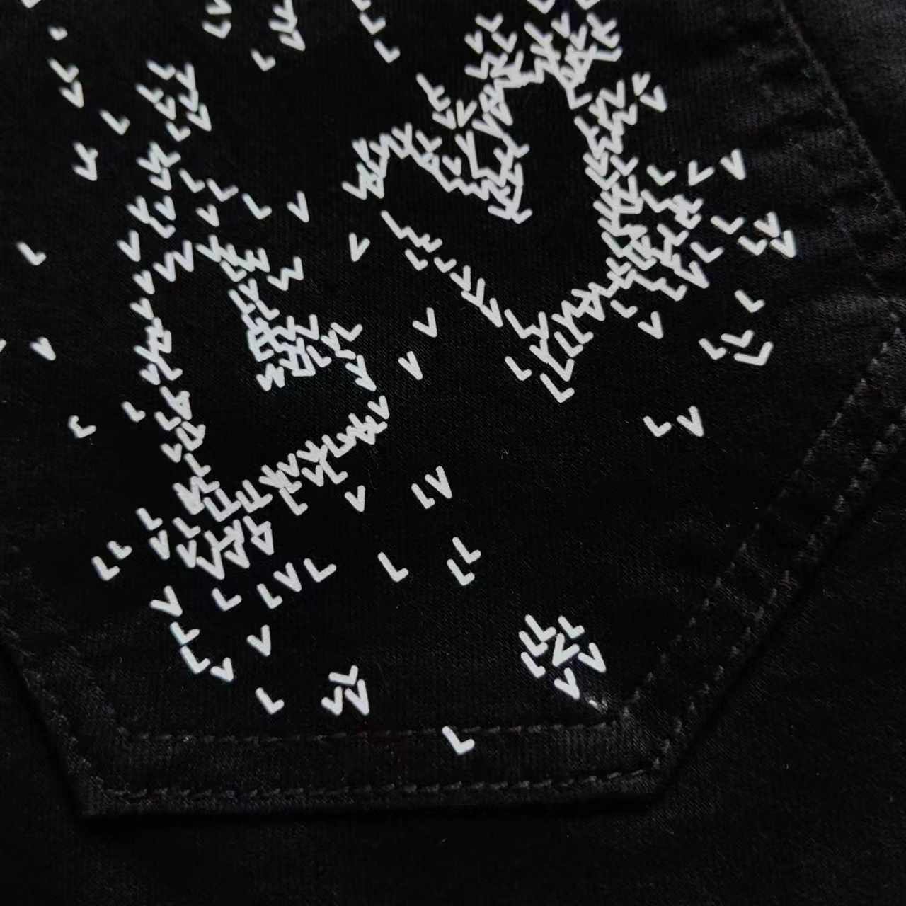 Louis Vuitton /路易威登 水洗经典印花黑百双色牛仔裤 黑 白