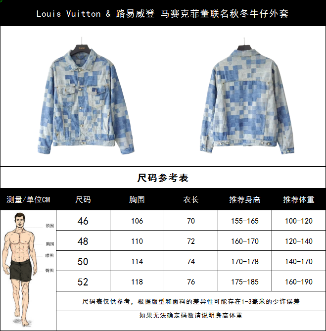 Louis Vuitton & 路易威登 马赛克菲董联名秋冬牛仔外套