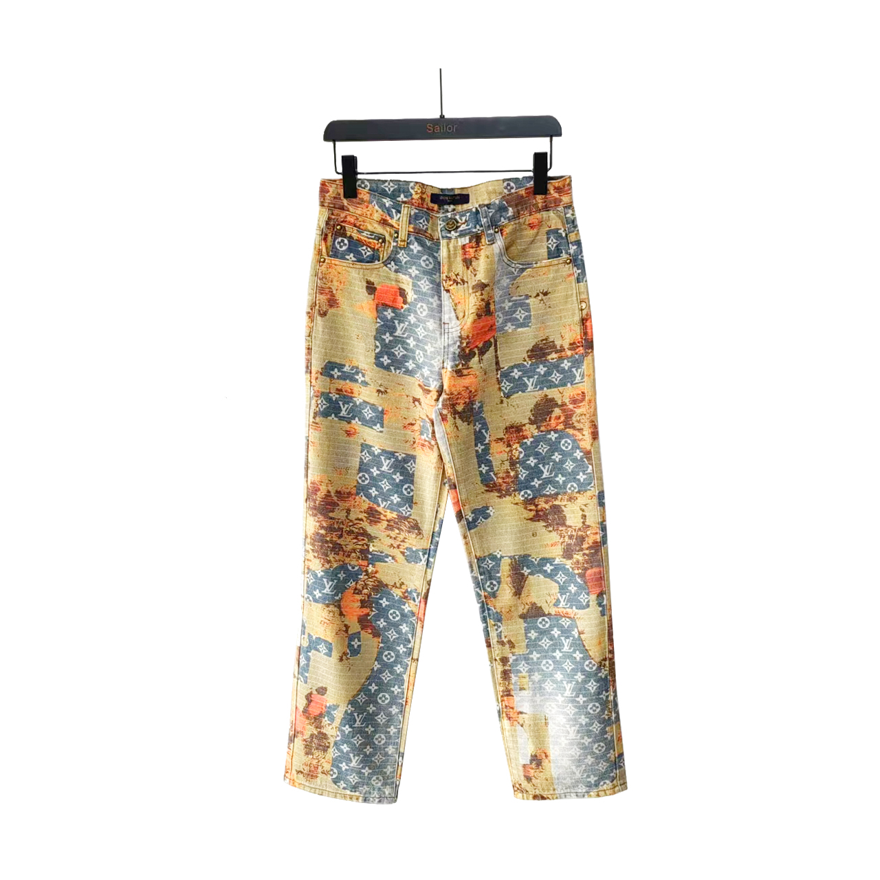 Louis Vuitton/路易威登玫瑰花卉满印老花牛仔裤