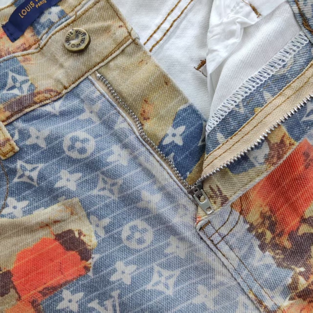 Louis Vuitton/路易威登玫瑰花卉满印老花牛仔裤