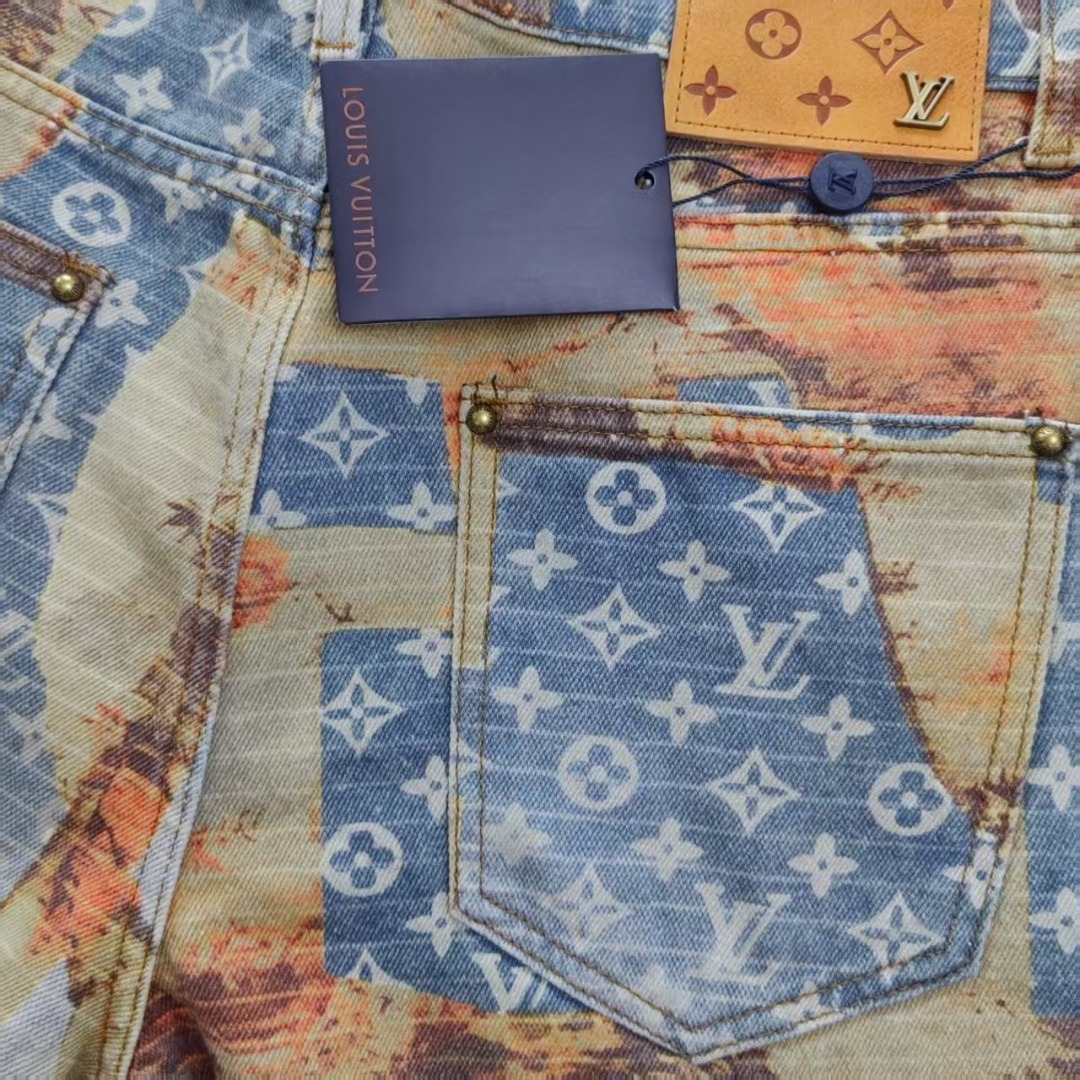 Louis Vuitton/路易威登玫瑰花卉满印老花牛仔裤