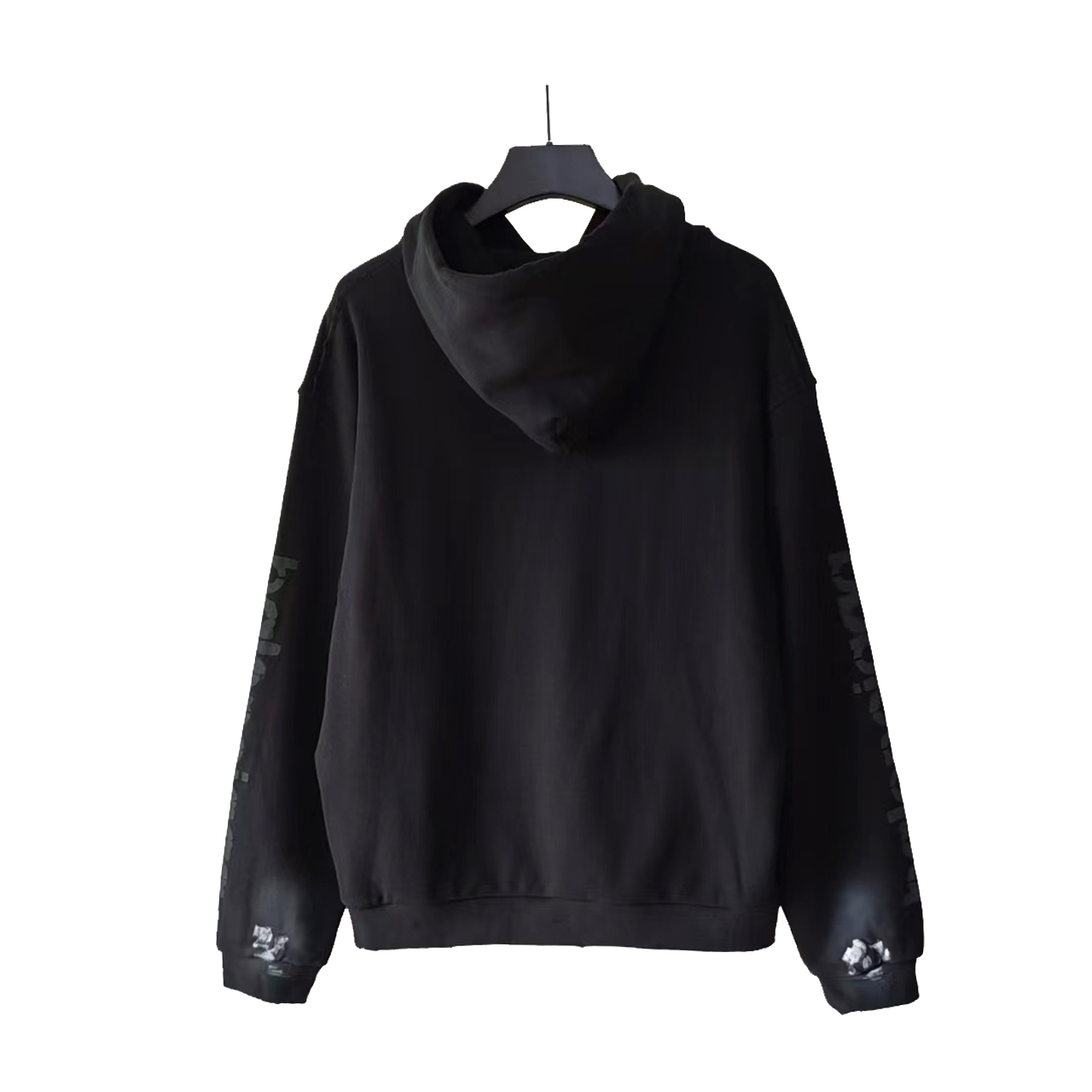 巴黎世家Balenciaga 前后水泥大M标手绘连帽卫衣 活性黑