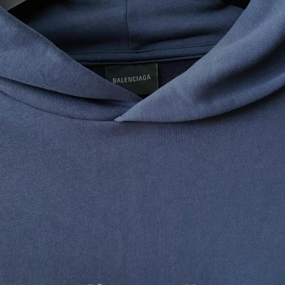 巴黎世家Balenciaga 新款前后双B比特币连帽卫衣 藏蓝