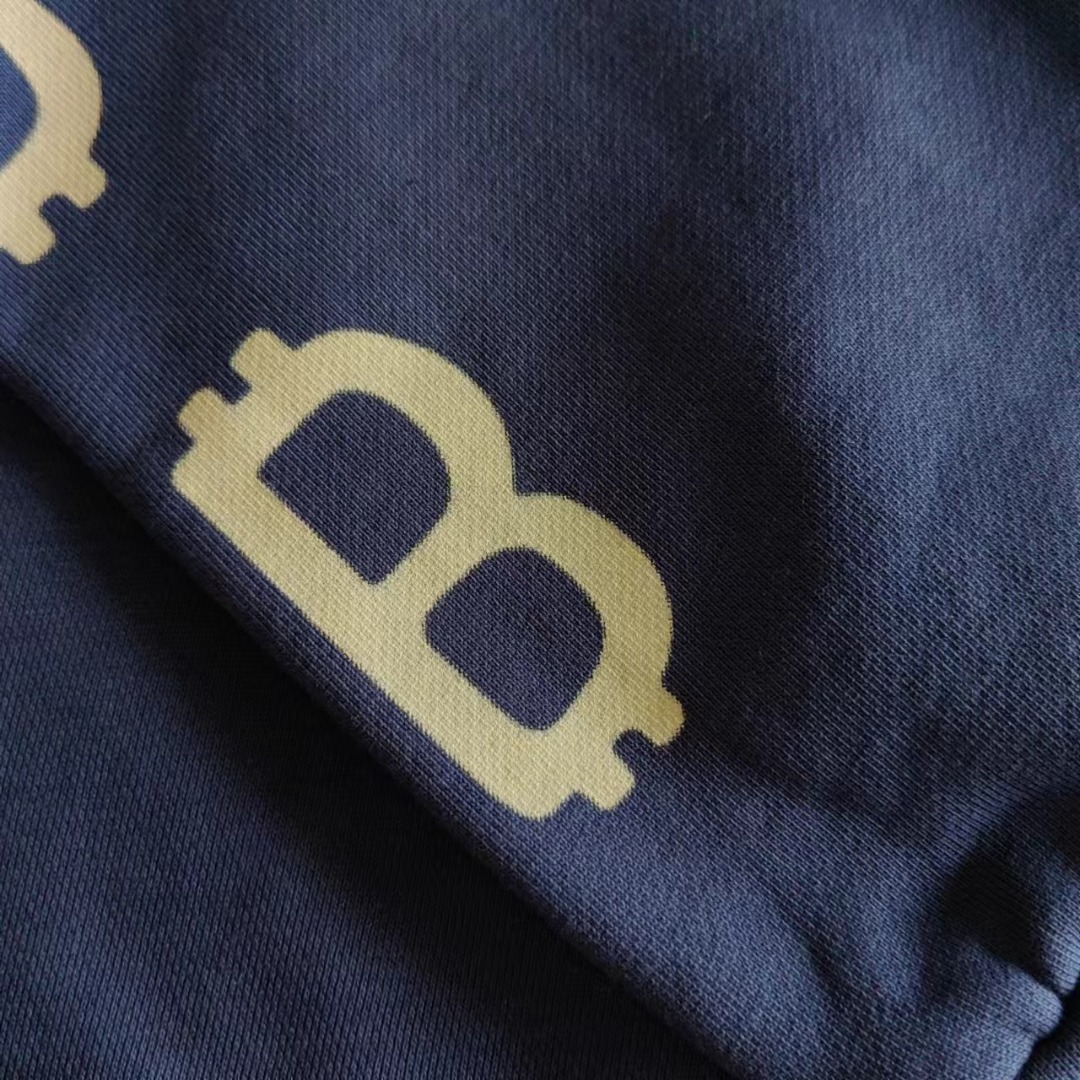 巴黎世家Balenciaga 新款前后双B比特币连帽卫衣 藏蓝