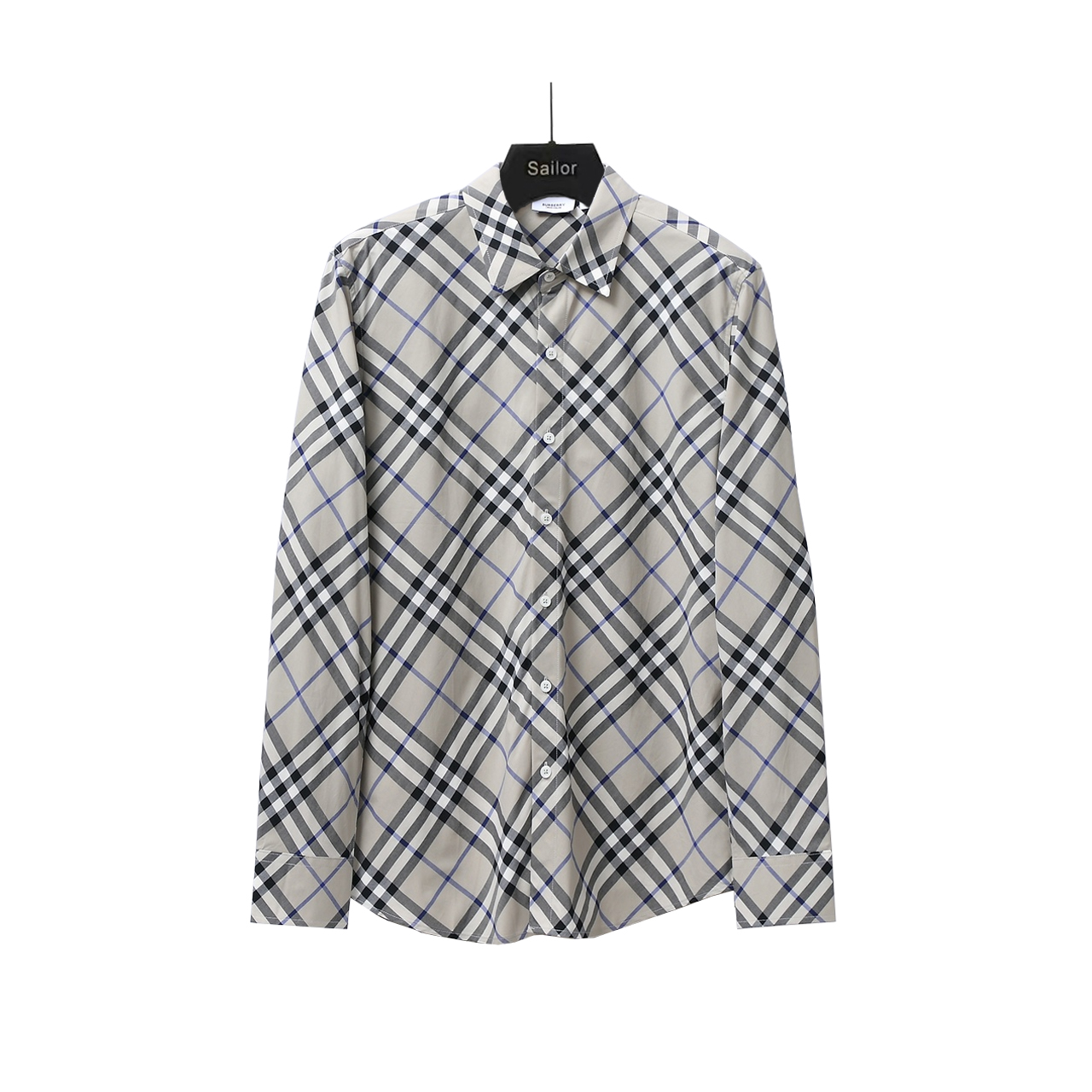 BURBERRY/巴宝莉 新款格子斜纹对格长袖条纹衬衫 蓝格/黄格/卡其格/灰格
