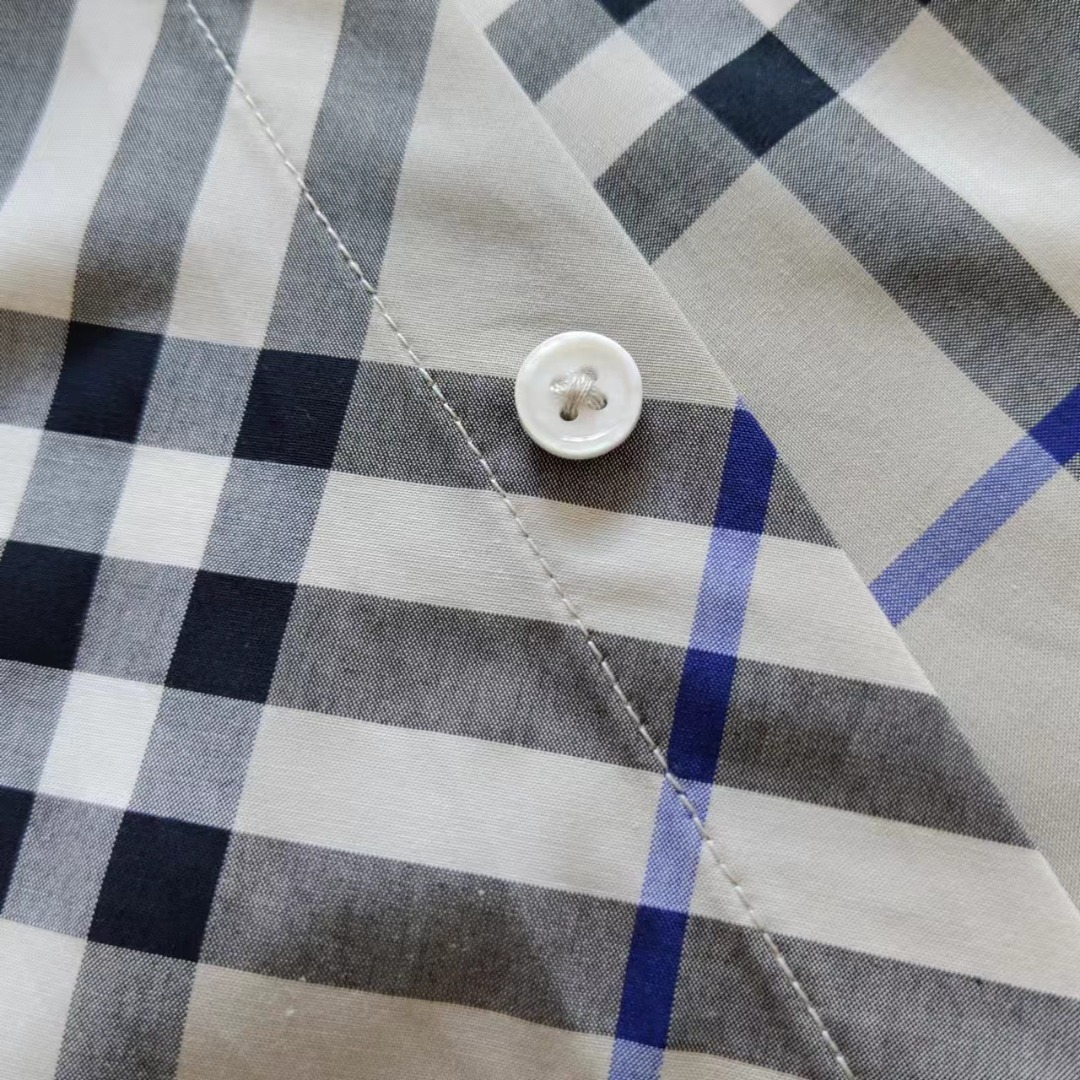BURBERRY/巴宝莉 新款格子斜纹对格长袖条纹衬衫 蓝格/黄格/卡其格/灰格