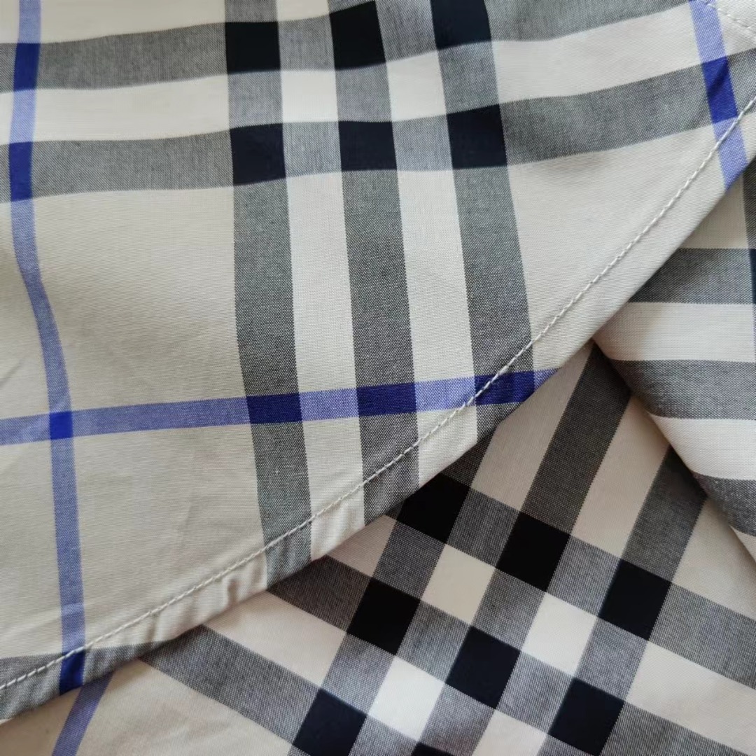 BURBERRY/巴宝莉 新款格子斜纹对格长袖条纹衬衫 蓝格/黄格/卡其格/灰格