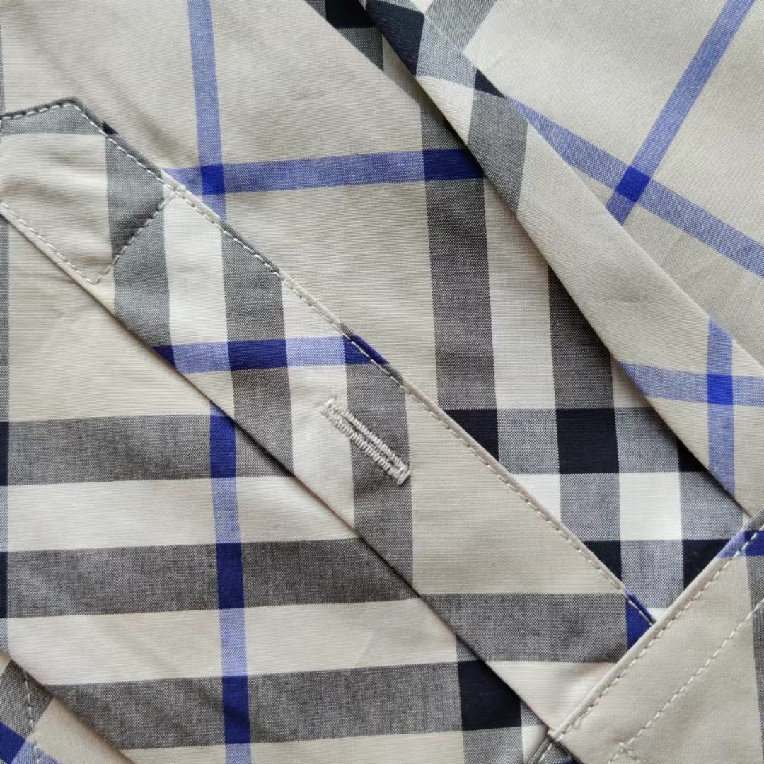 BURBERRY/巴宝莉 新款格子斜纹对格长袖条纹衬衫 蓝格/黄格/卡其格/灰格