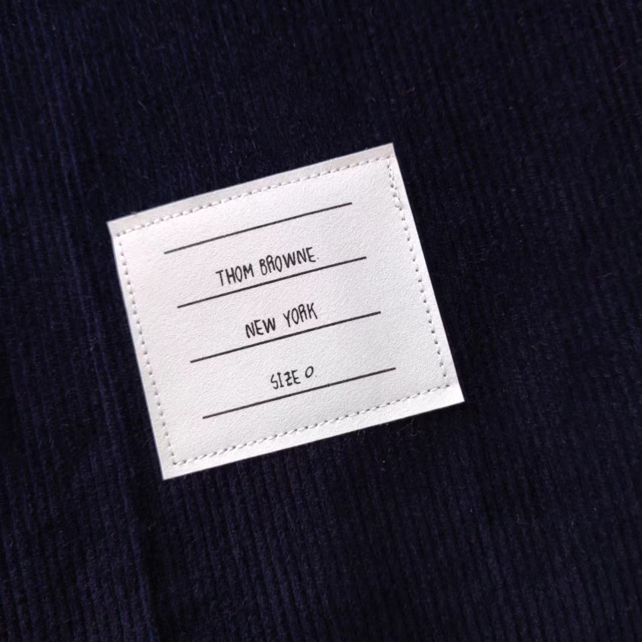 THOM BROWNE 汤姆布朗 灯芯绒双袖标织带厚款夹克衬衫外套藏青色/灰色