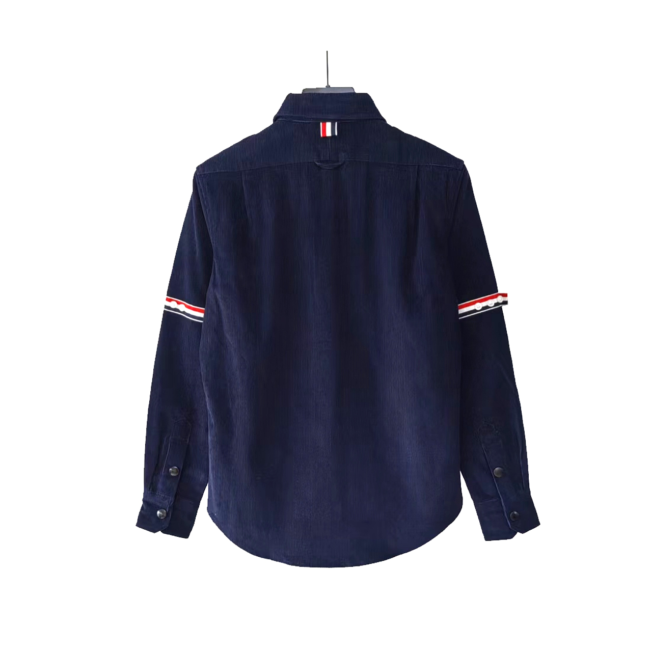 THOM BROWNE 汤姆布朗 灯芯绒双袖标织带厚款夹克衬衫外套藏青色/灰色