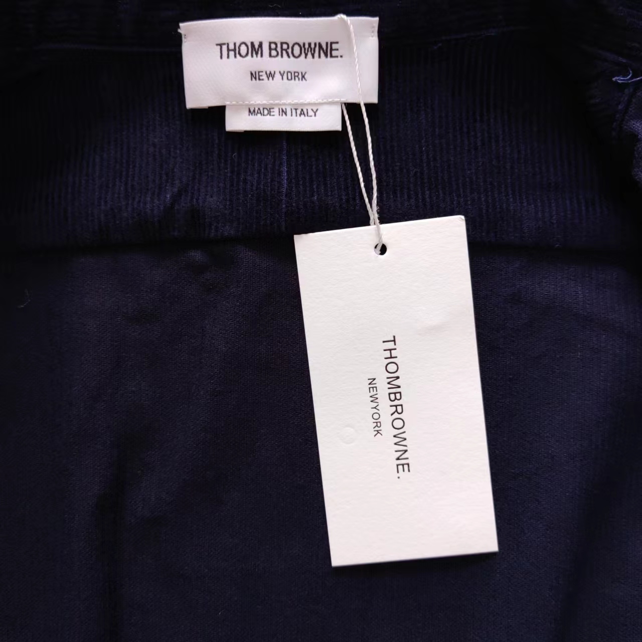 THOM BROWNE 汤姆布朗 灯芯绒双袖标织带厚款夹克衬衫外套藏青色/灰色