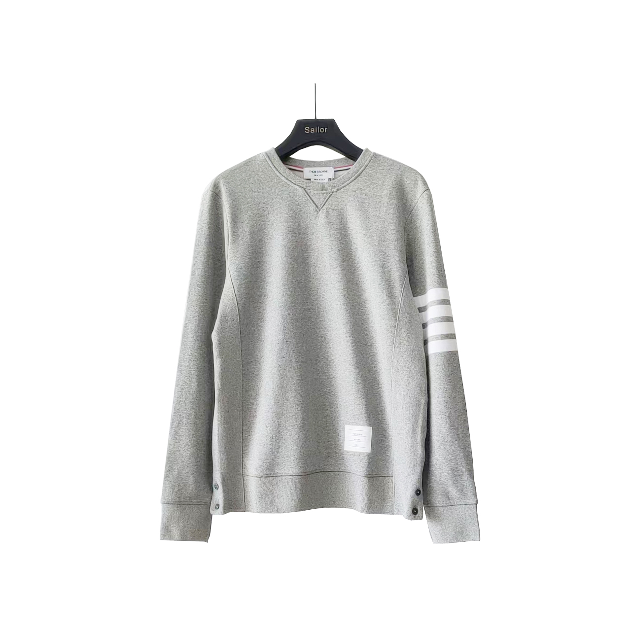 ThomBrowne/汤姆布朗万年经典色织圆领卫衣 领口三角单独横机摇