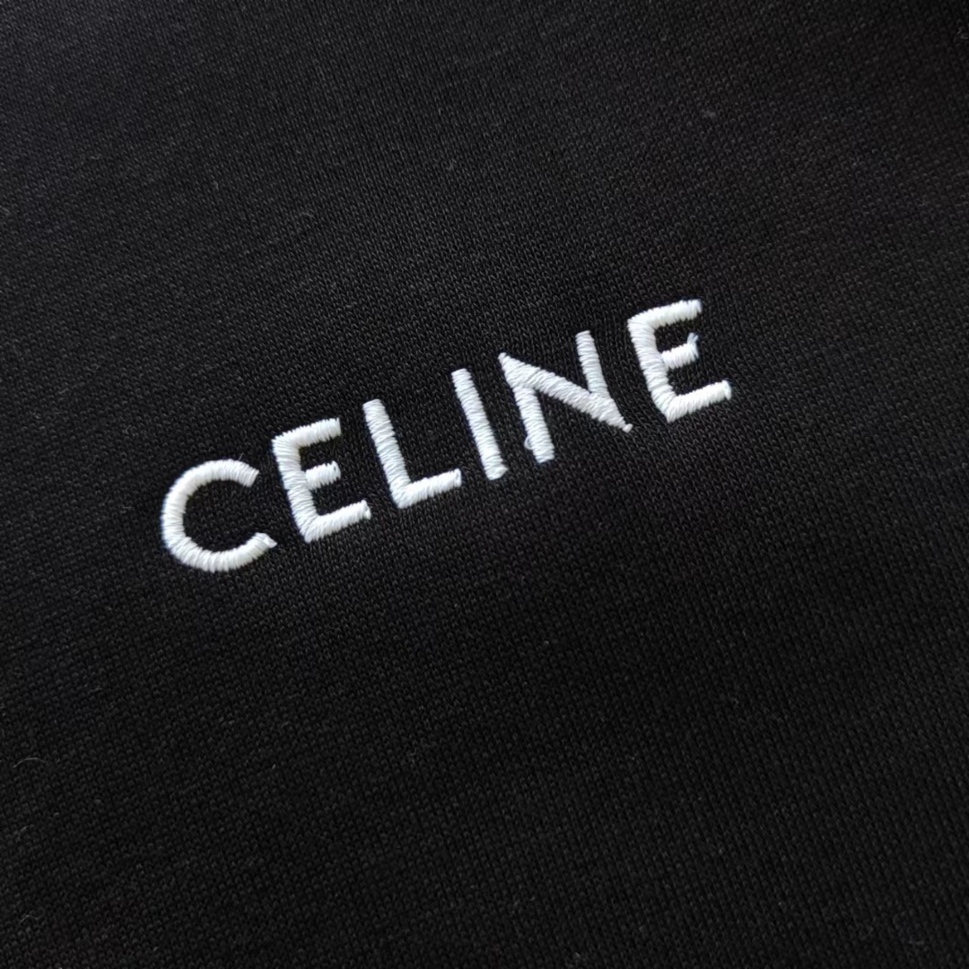 CELINE 赛琳 进口机器高密度刺绣字母logo拉链夹克外套 黑色