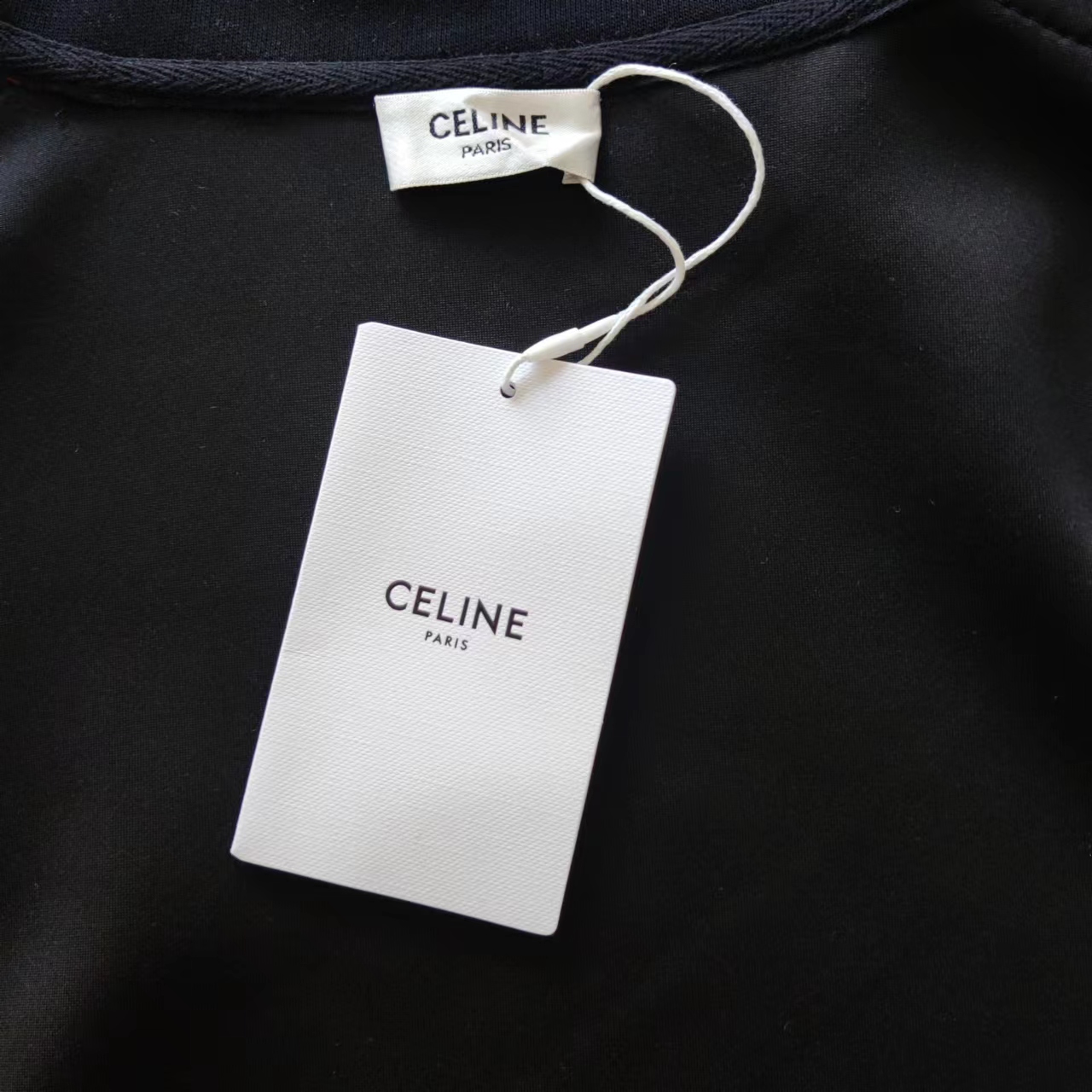 CELINE 赛琳 进口机器高密度刺绣字母logo拉链夹克外套 黑色