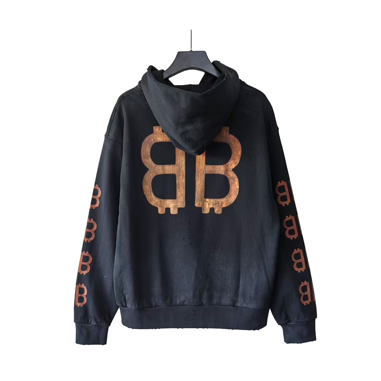 巴黎世家Balenciaga 前后双B水泥手绘连帽卫衣