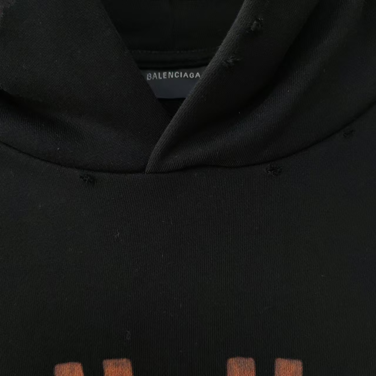 巴黎世家Balenciaga 前后双B水泥手绘连帽卫衣